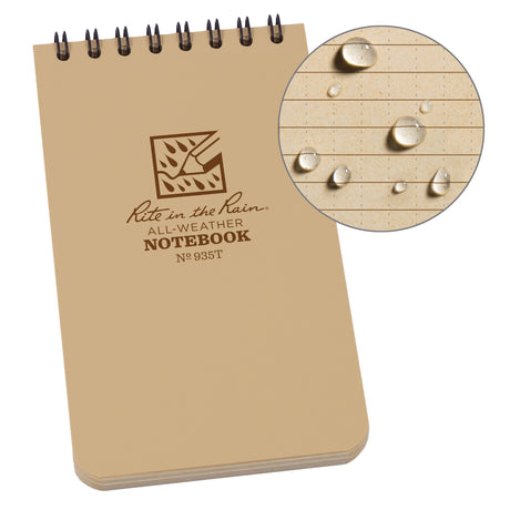 Pocket Top-Spiral Notebook, Soft Cover, Tan, 100 Pages, 3" W x 5" L