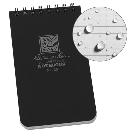 Pocket Top-Spiral Notebook, Soft Cover, Black, 100 Pages, 3" W x 5" L