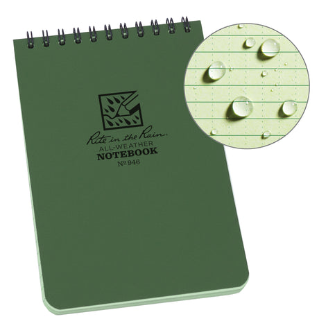 Pocket Top-Spiral Notebook, Soft Cover, Green, 100 Pages, 4" W x 6" L