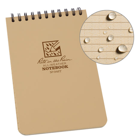 Pocket Top-Spiral Notebook, Soft Cover, Tan, 100 Pages, 4" W x 6" L