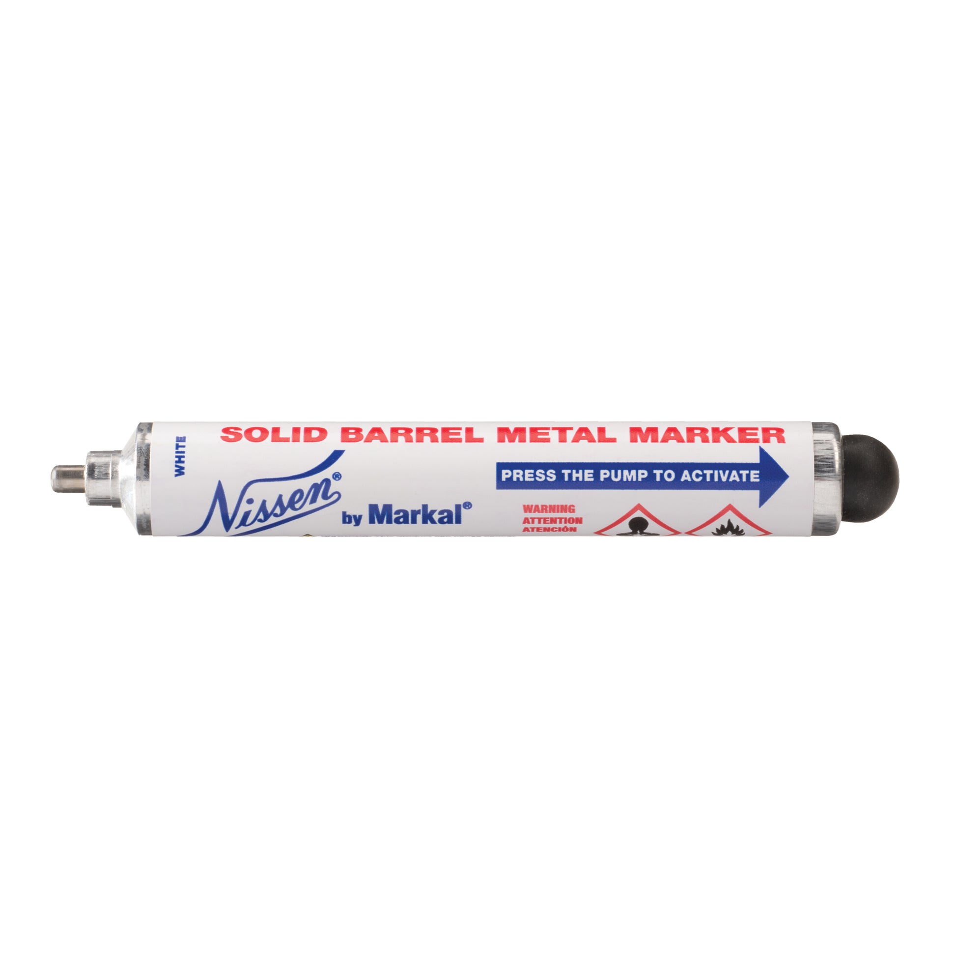 Nissen® Solid Barrel Metal Marker, Liquid, White