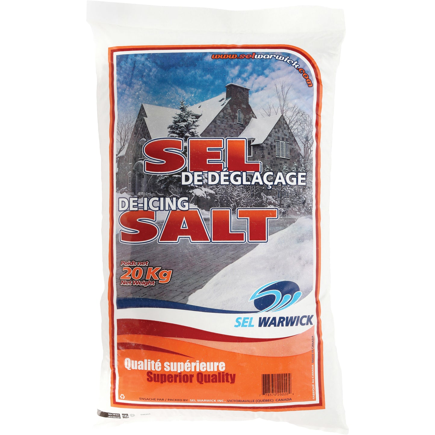 Ice Melting Salt, 44.1 lbs. (20 kg), Bag, -10°C (14°F)