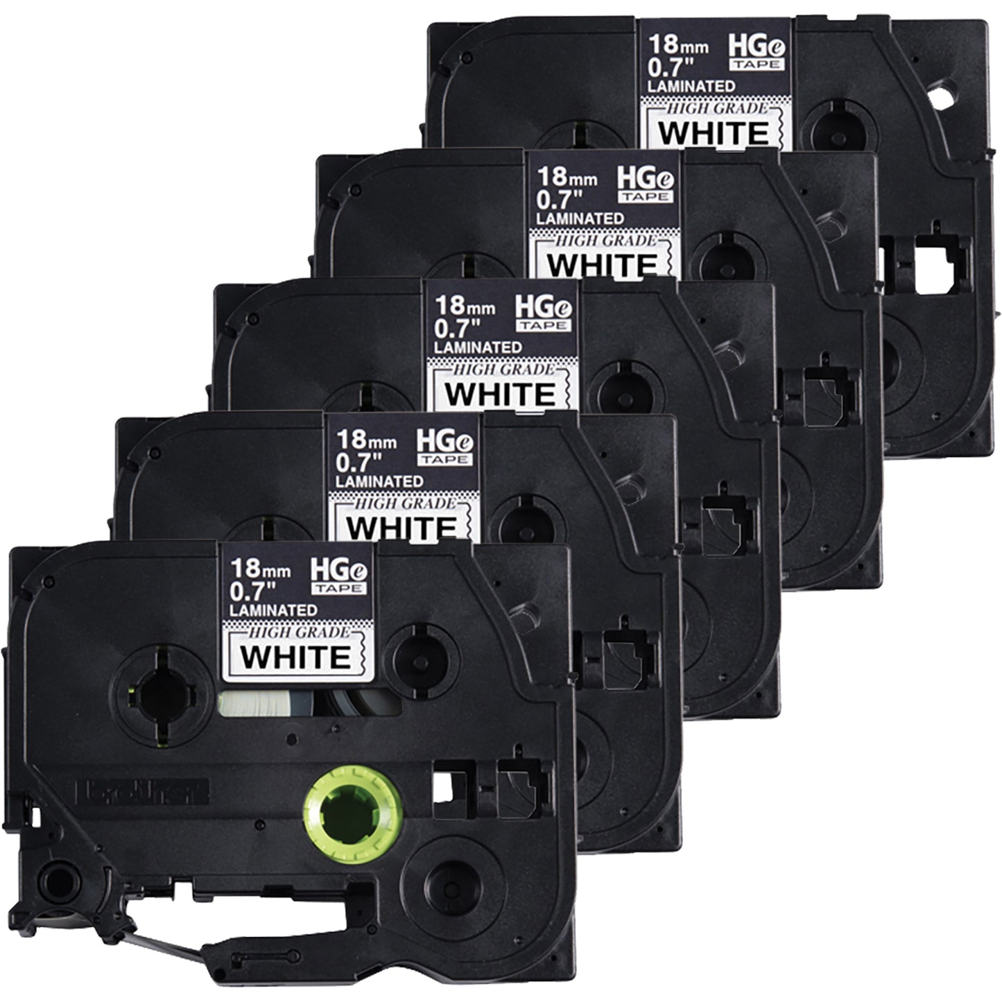 Laminated Tape, 18 mm x 8 m, Black on White