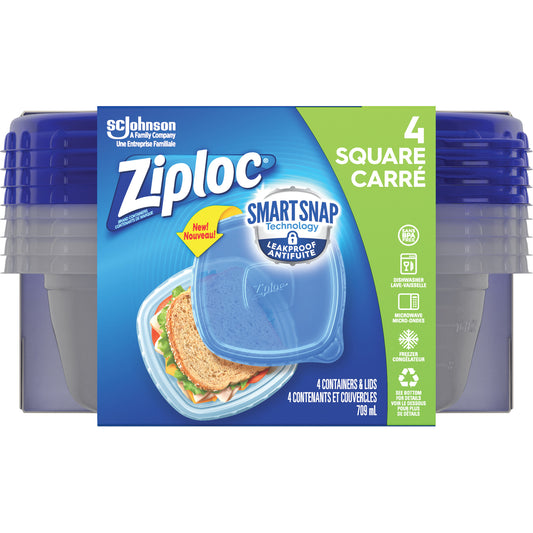 Ziploc® Square Food Container, Plastic, 709 ml Capacity, Clear