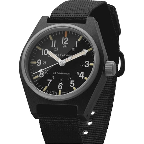 General Purpose Quartz with MaraGlo™ Watch, Analog, Battery Operated, 0.6" W x 1.3" D x 0.4" H, Black