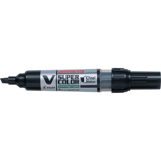 V Super Colour Permanent Marker, Chisel, Black