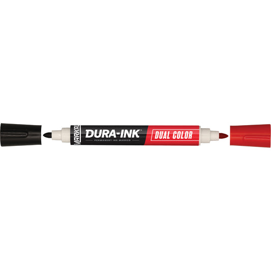 Markal® Dura-Ink® Dual Colour Permanent Ink Marker, Bullet, Black/Red