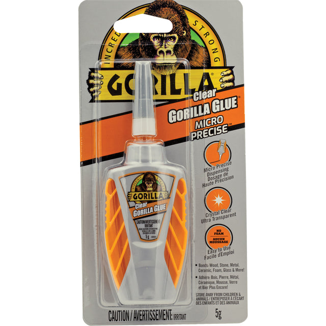 Gorilla Glue® Micro Precise™ Glue, 5 g, Squeeze Bottle, Clear