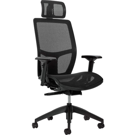 Format+ High-Back Weight-Sensing Synchro-Tilter with Headrest, Mesh, Black, 300 lbs. Capacity