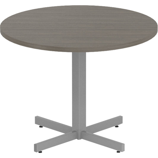 Newland Height-Adjustable Round Table, 36" L x 36" W x 29" H, 1" Top, Laminate, Brown