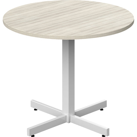 Newland Height-Adjustable Round Table, 36" L x 36" W x 29" H, 1" Top, Laminate, Tan