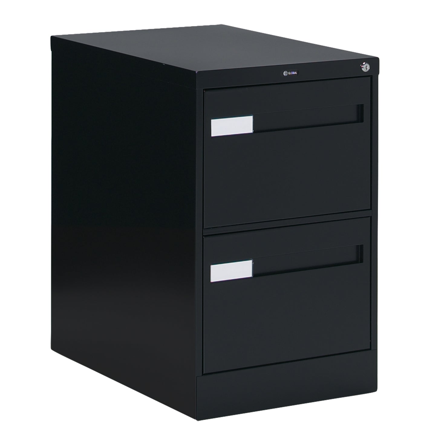 Vertical Filing Cabinet with Recessed Drawer Handles, 2 Drawers, 18.15" W x 26.56" D x 29" H, Black