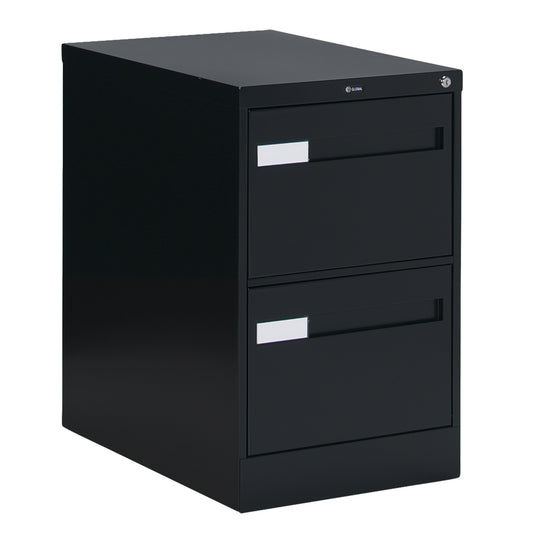 Vertical Filing Cabinet with Recessed Drawer Handles, 2 Drawers, 18.15" W x 26.56" D x 29" H, Black