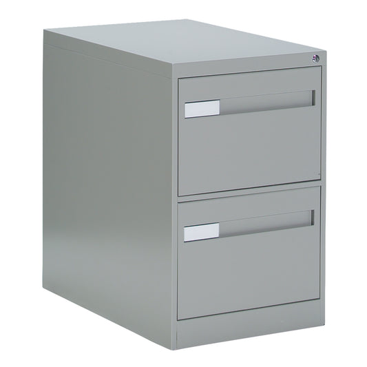 Vertical Filing Cabinet with Recessed Drawer Handles, 2 Drawers, 18.15" W x 26.56" D x 29" H, Grey