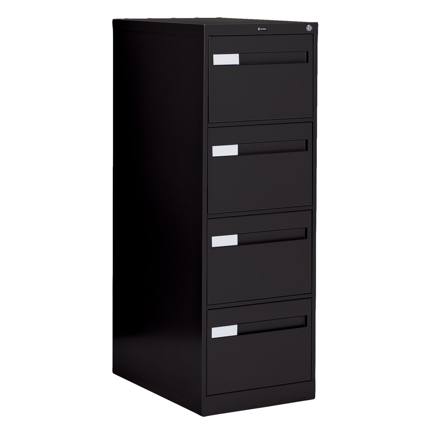 Vertical Filing Cabinet with Recessed Drawer Handles, 4 Drawers, 18.15" W x 26.56" D x 52" H, Black