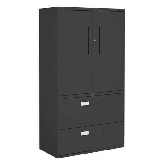 Multi-Stor Cabinet, Steel, 3 Shelves, 65-1/4" H x 36" W x 18" D, Black