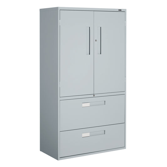 Multi-Stor Cabinet, Steel, 3 Shelves, 65-1/4" H x 36" W x 18" D, Grey