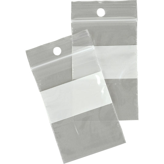 White Block Poly Bags, Reclosable, 2" x 2", 2 mils