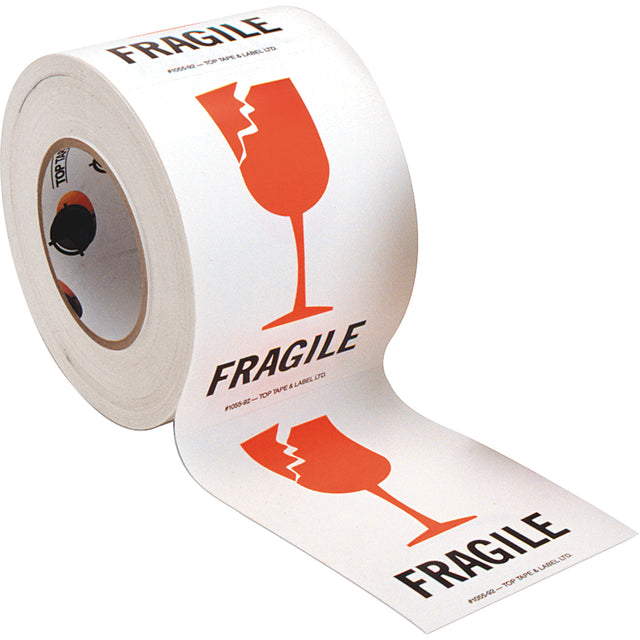 "Fragile" Special Handling Labels, 6" L x 4" W, Red on White