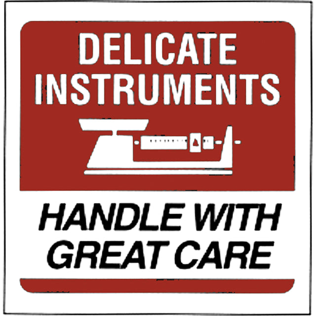 "Delicate Instruments" Special Handling Labels, 6" L x 6" W, Red on White