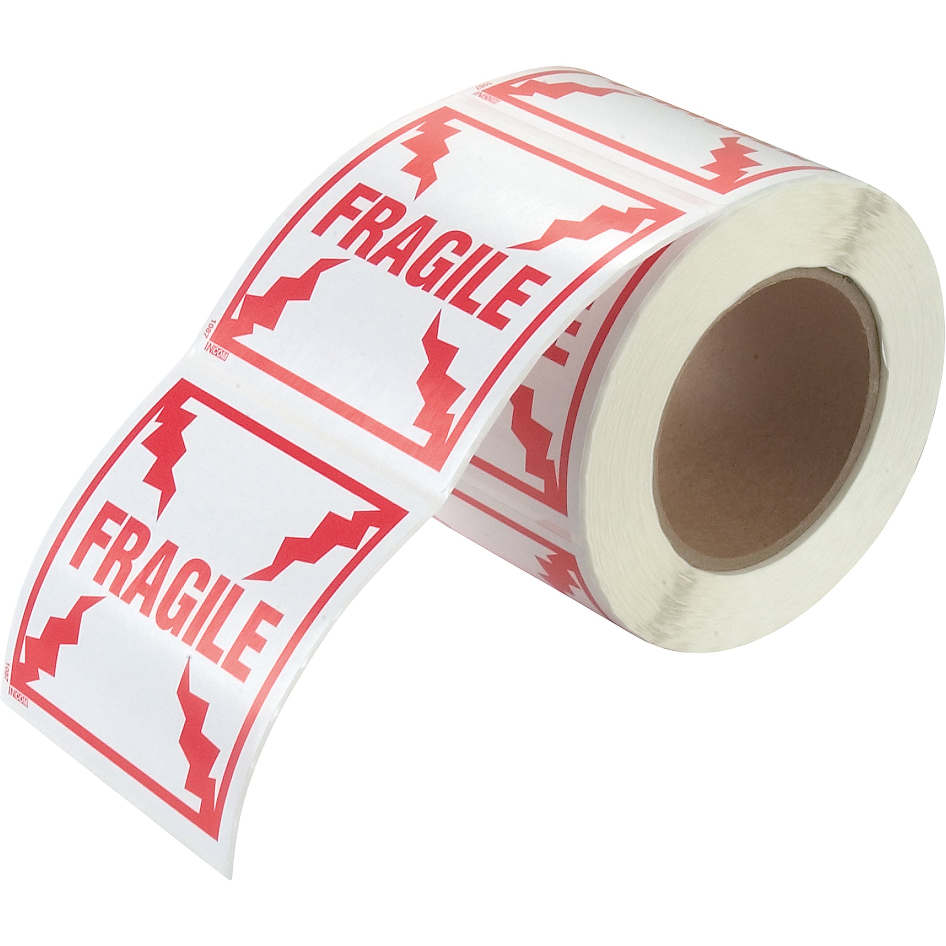 "Fragile" Special Handling Labels, 4" L x 4" W, Red on White