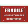 "Fragile" Bilingual Special Handling Labels, 5" L x 3" W, White on Red