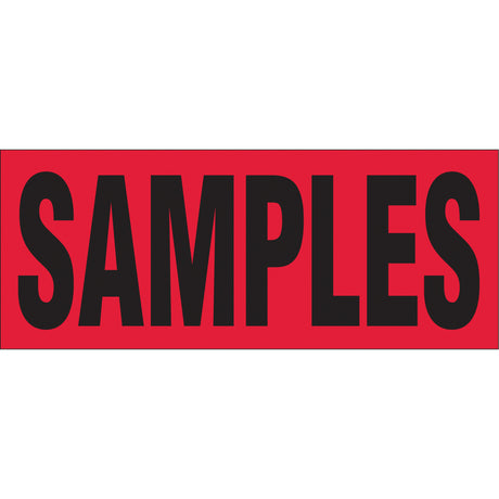 "Samples" Special Handling Labels, 5" L x 2" W, Black on Red