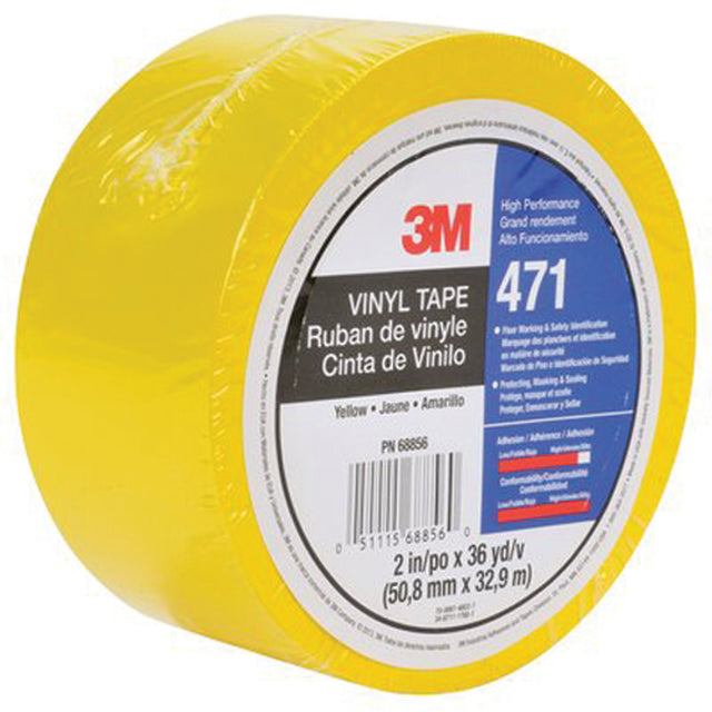 471 Vinyl Tape, 50.8 mm (2") W x 32.9 m (108') L, 5.3 mils, Yellow