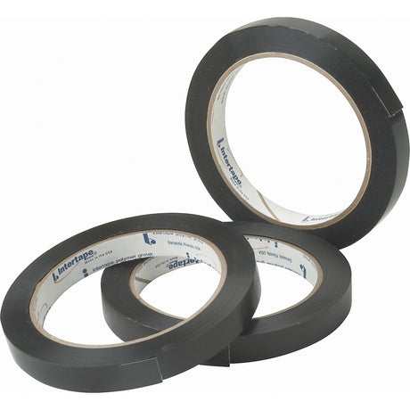Black General Purpose Strapping Tape, 2.7 mils Thick, 12 mm (47/100") x 54.864 m (180')