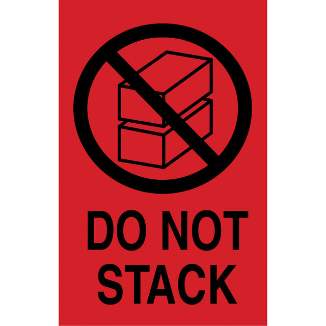 "Do Not Stack" International Shipping Labels, 6" L x 4" W, Black on Red