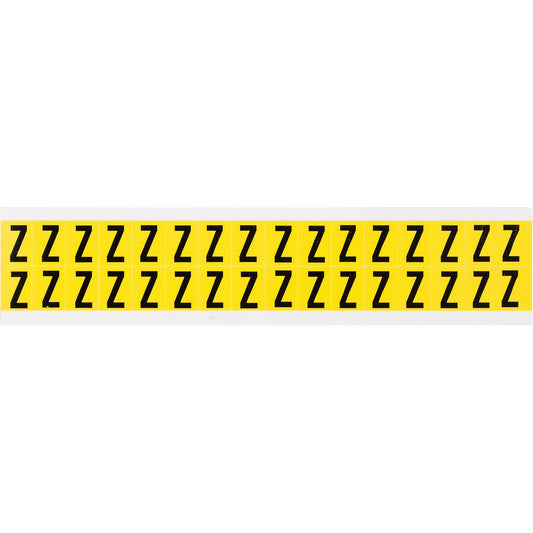 Brady Repositionable Individual Number & Letter Labels, Z, 5/8" H, Black on Yellow