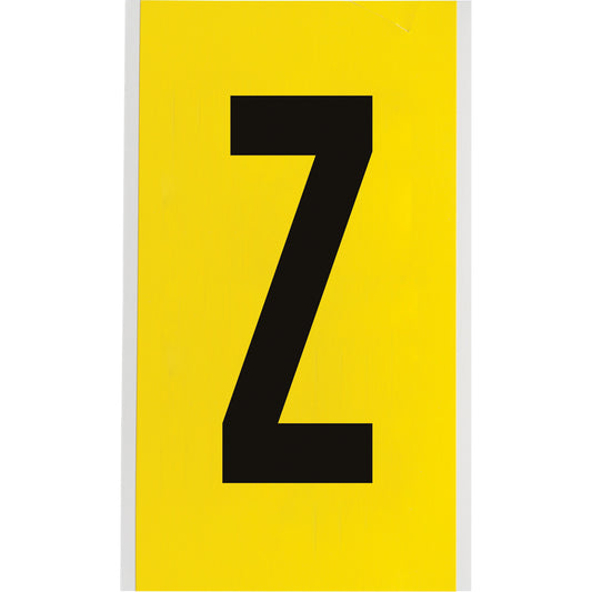 Brady Repositionable Individual Number & Letter Labels, Z, 6" H, Black on Yellow