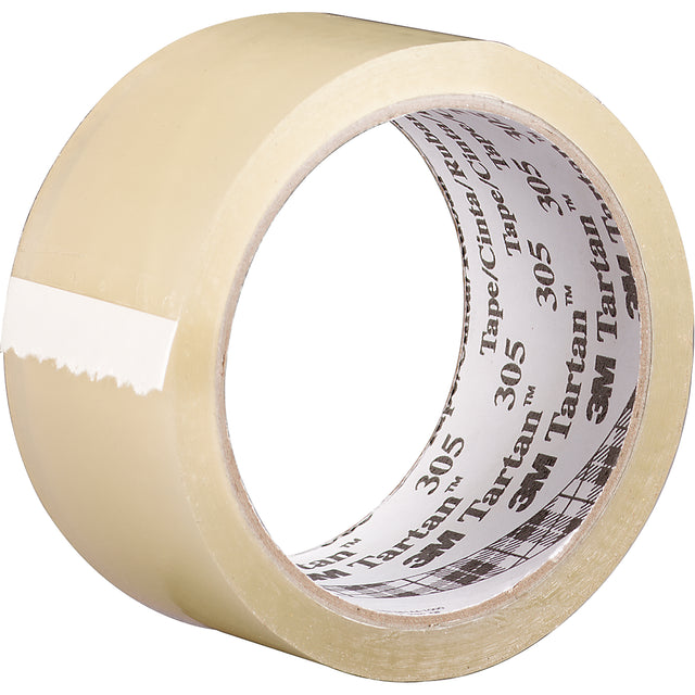 Tartan™ 305 Box Sealing Tape, Acrylic Adhesive, 1.6 mil, 48 mm (2") x 100 m (328')
