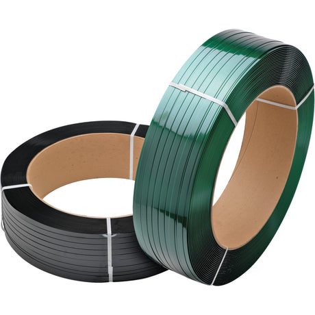 Green Strapping, Polyester, 3/4" W x 3000' L, Green, Machine Grade