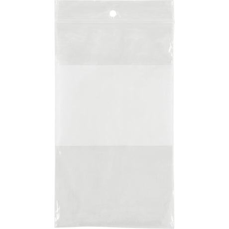 White Block Poly Bags, Reclosable, 5" x 3", 2 mils