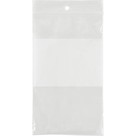 KLETON White Block Poly Bags, Reclosable, 5" x 3", 2 mils