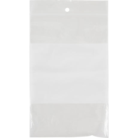 White Block Poly Bags, Reclosable, 6" x 4", 2 mils