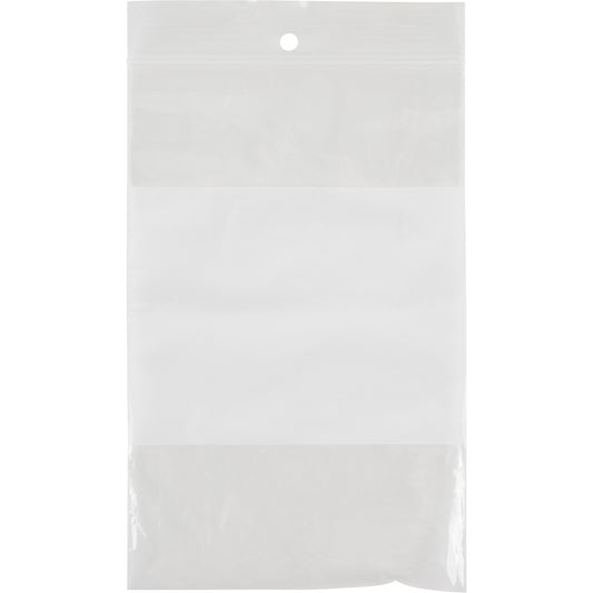White Block Poly Bags, Reclosable, 6" x 4", 2 mils