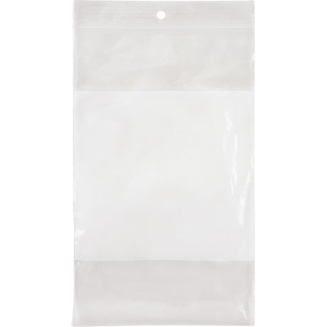 White Block Poly Bags, Reclosable, 8" x 5", 2 mils