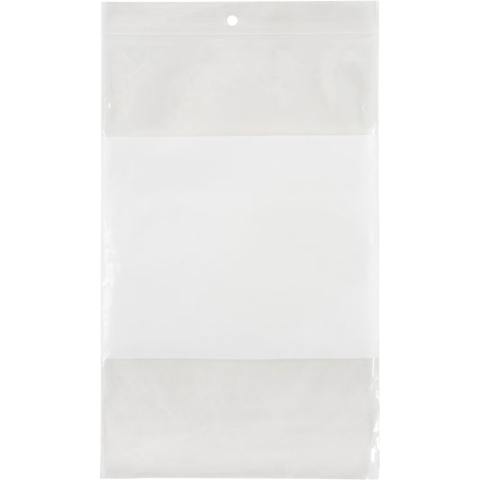 White Block Poly Bags, Reclosable, 9" x 6", 2 mils