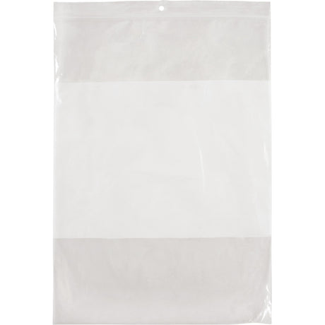 White Block Poly Bags, Reclosable, 12" x 9", 2 mils