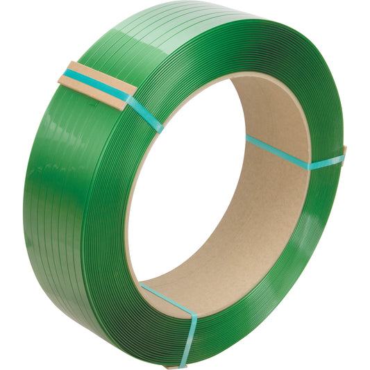 Strapping, Polyester, 3/4" W x 2680' L, Green, Manual Grade