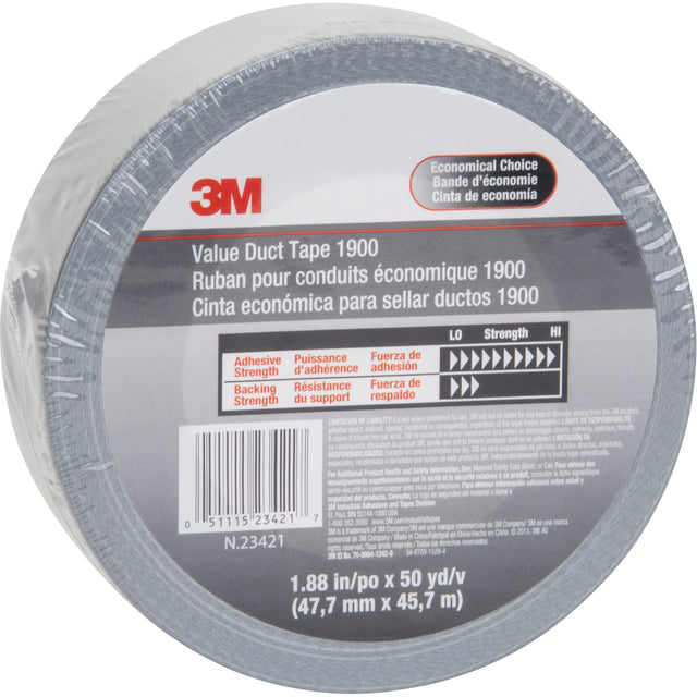 1900 Value Duct Tape, 5.8 mils, Silver, 48 mm (2") x 5.7 m (18.7')