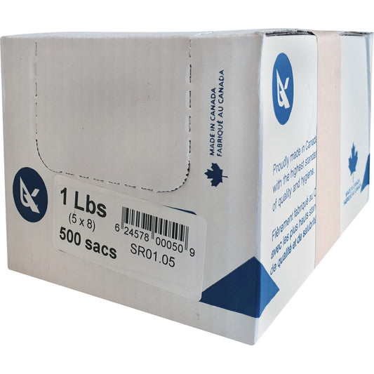 SR Series Food Packaging Bulk Pound Bags, Open Top, 18" x 8", 0.85 mil