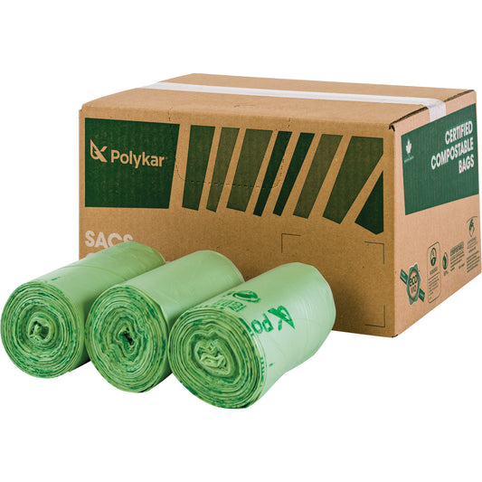 Certified Compostable Bags, Regular, 60" L x 48" W, Clear, 245 L (65 Gal.) Capacity