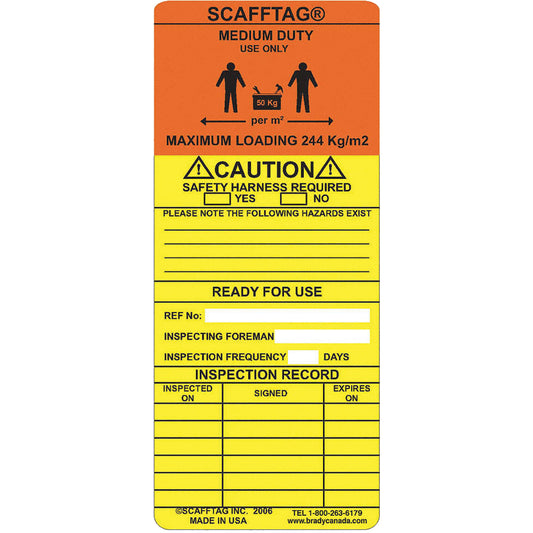 Brady Scafftag® Medium-Duty Inspection Insert, Plastic, 3-1/4" W x 7-5/8" H, French