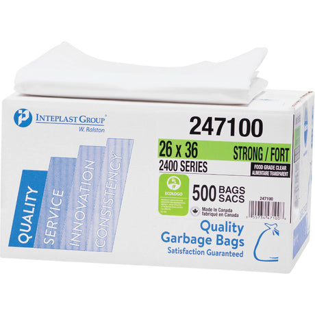 Food Contact Garbage Bags, Strong, 26" W x 36" L, Clear