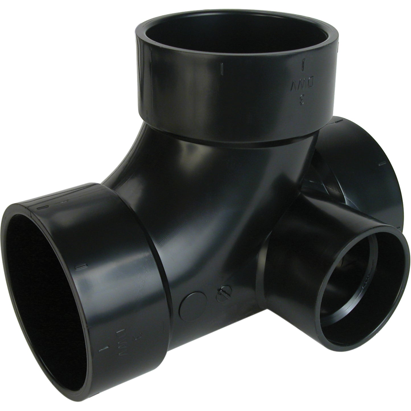 Right Side Inlet Tee Fitting, Sanitary, Plastic, 3" x 2"