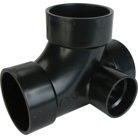 Right Side Inlet Tee Fitting, Sanitary, Plastic, 3" x 2"