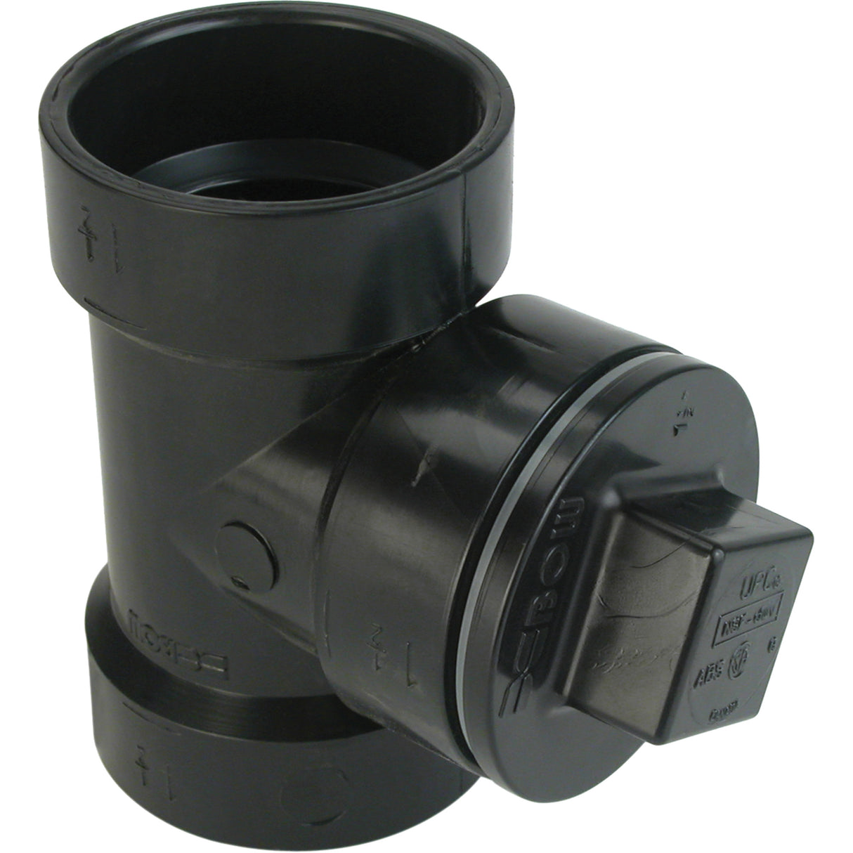 Tee with Plug and Gasket, Cleanout, Plastic, 2"